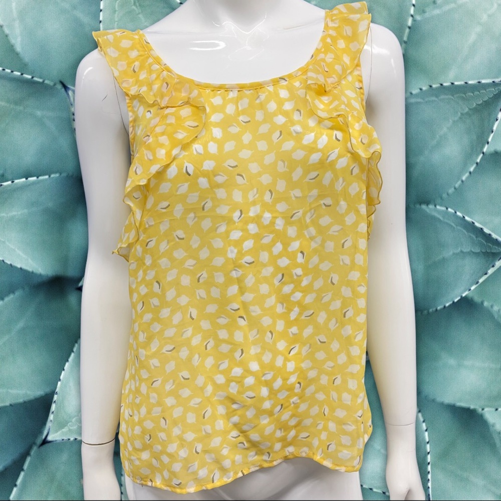 Old Navy Yellow Sleeveless Floral Ruffle Top